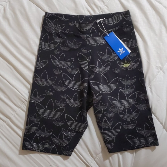 NEW Adidas Originals Metallic Print Bike Shorts - Picture 4 of 5